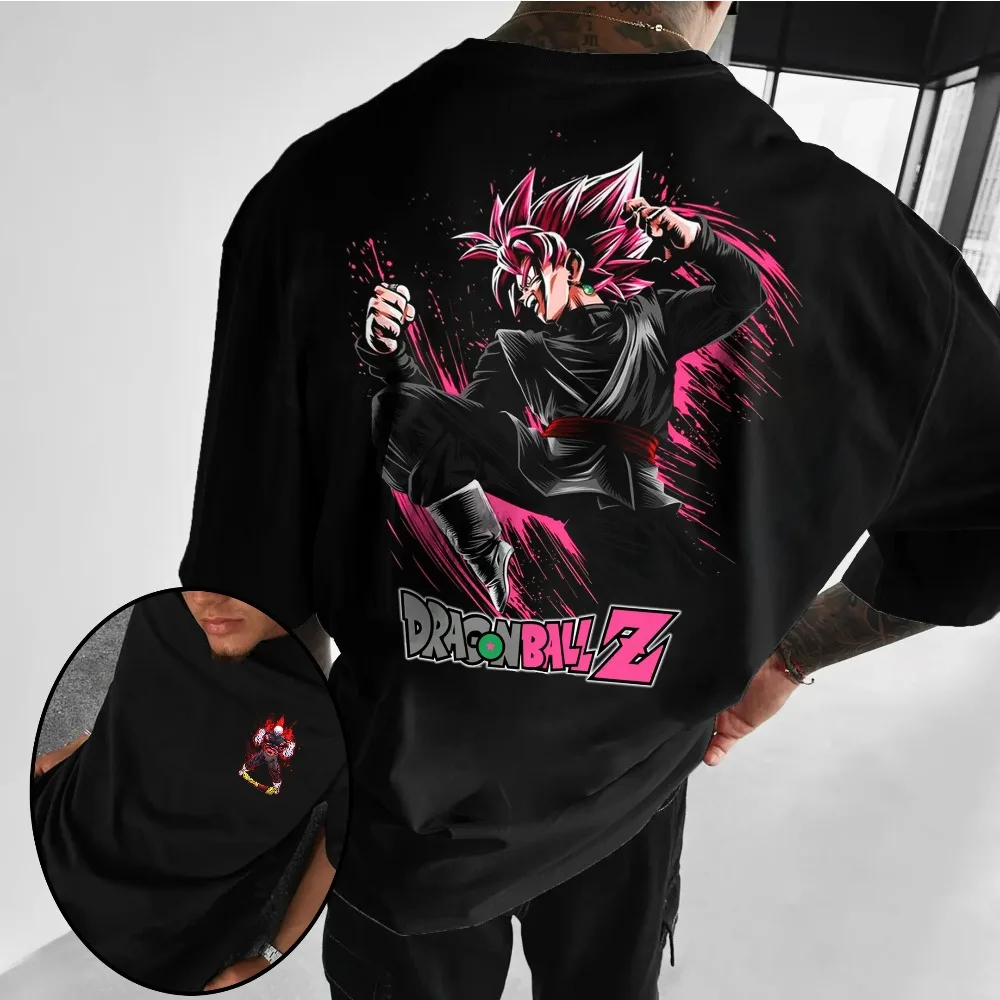 Dragon Ball Z Men's T-shirt Goku Black Summer Anime Tee Spring and Autumn Boys Versatile Retro Short-sleeved Parent-child Wear