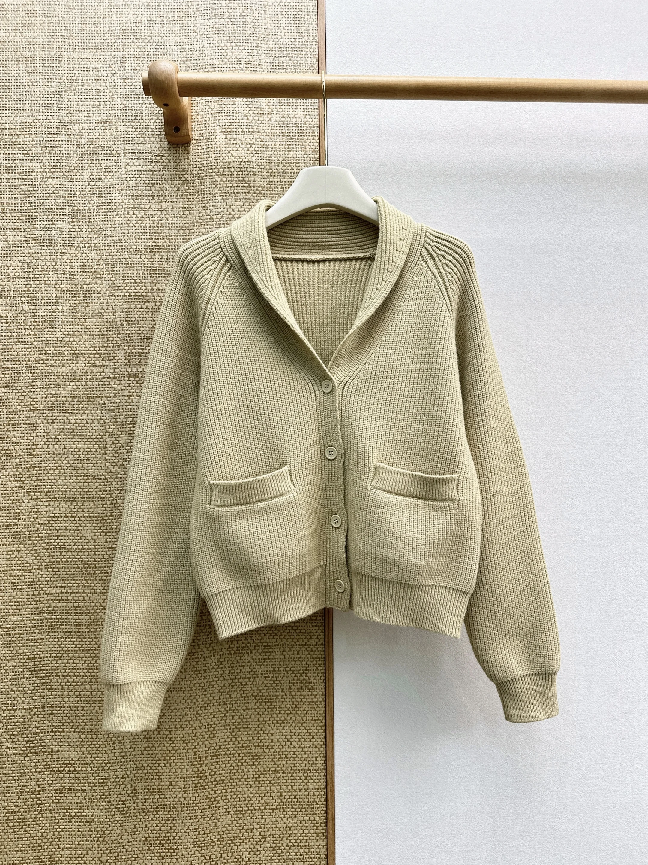 Women Autumn Winter New Shawl Collar Thick Knit Cardigan Elegant Lapel Vintage Loose Short Knitted Sweater Coat With Pockets
