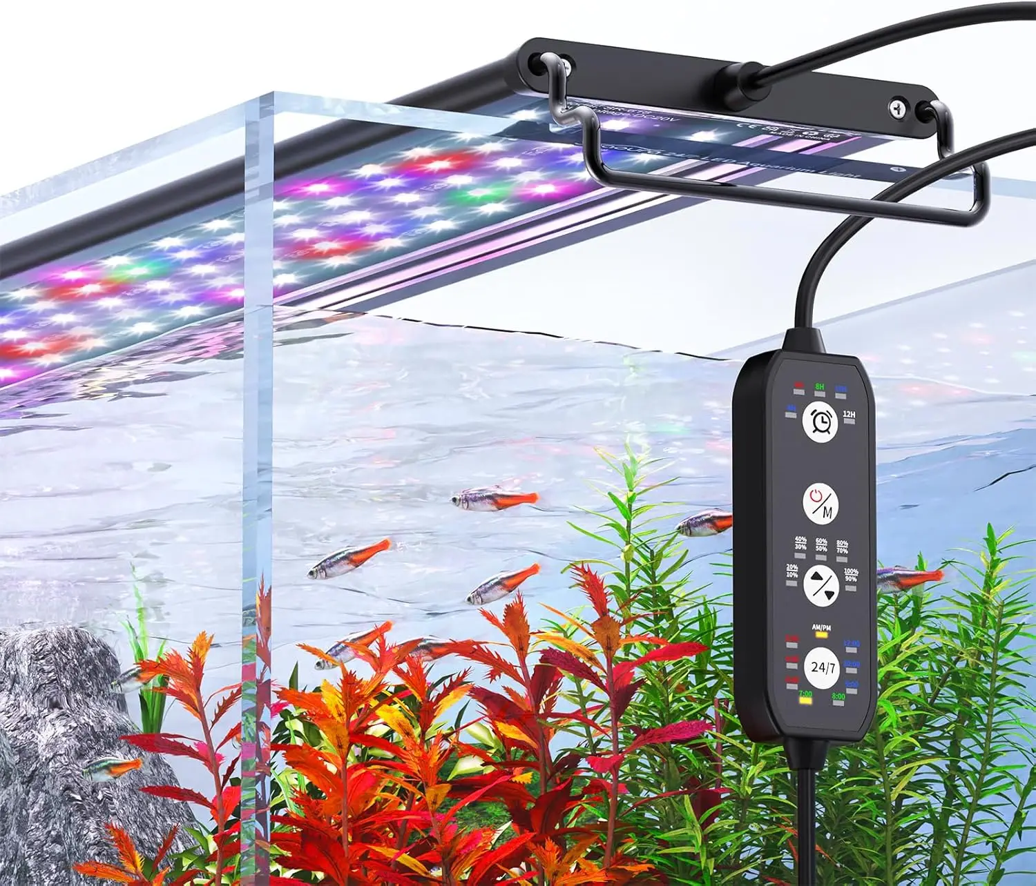 

Full Spectrum Aquarium Light with Sunrise to Moonlight Cycle, Adjustable Timer & Brightness for 48-54 Inch Tanks