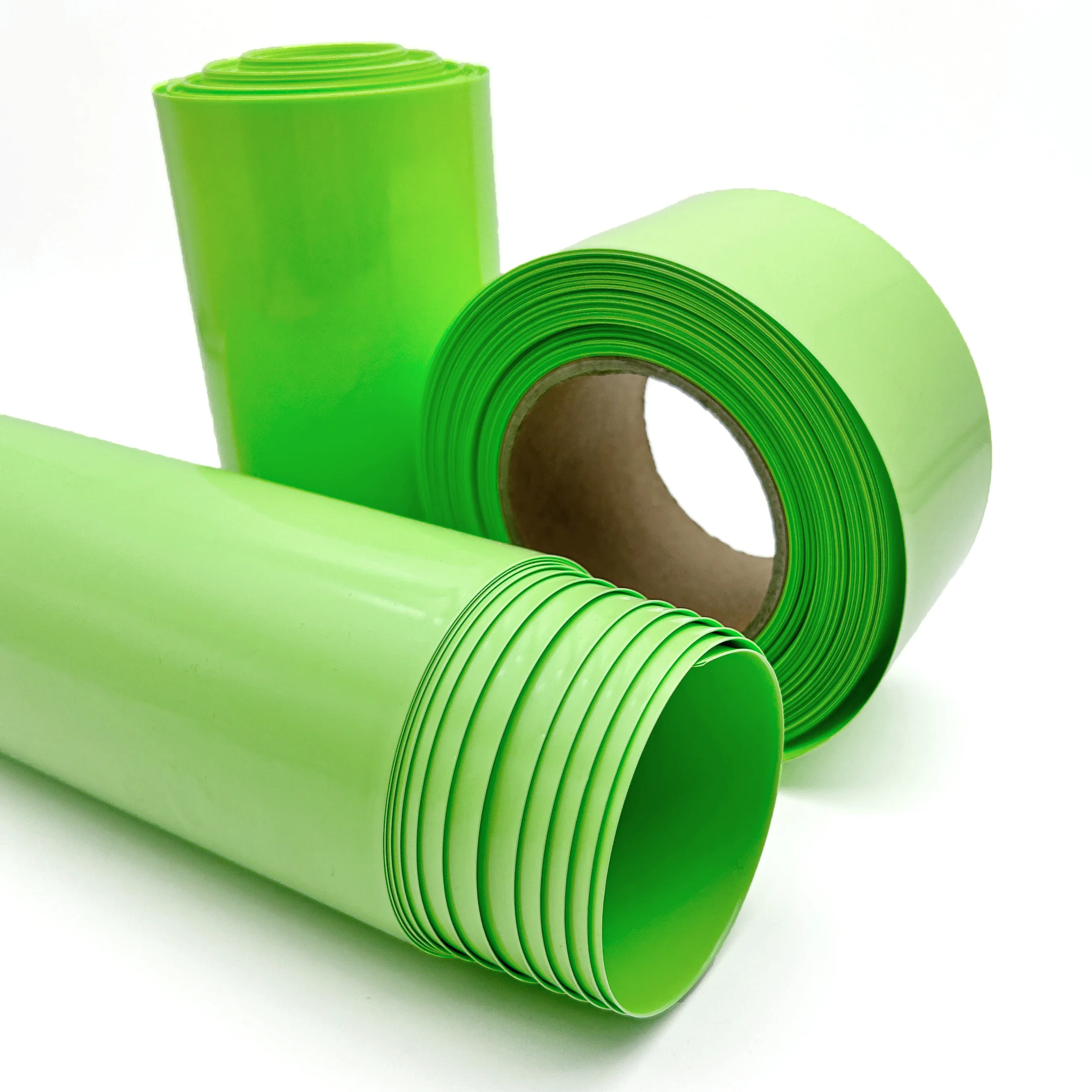 width 30mm~300mm green PVC heat shrink tube 18650 heat shrink film lithium battery pack packaging film insulation shrink tubing