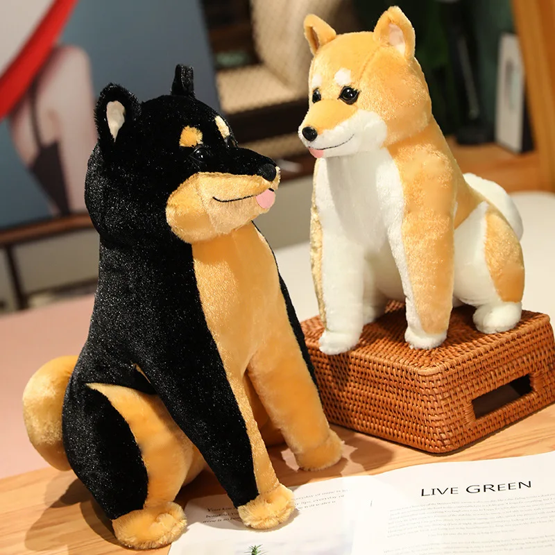 35-65cm New Real Life Shiba Inu Dog Plush Toy Realistic Animal Sitting Puppy Dolls Stuffed Soft Cartoon Toys Birthday Gift