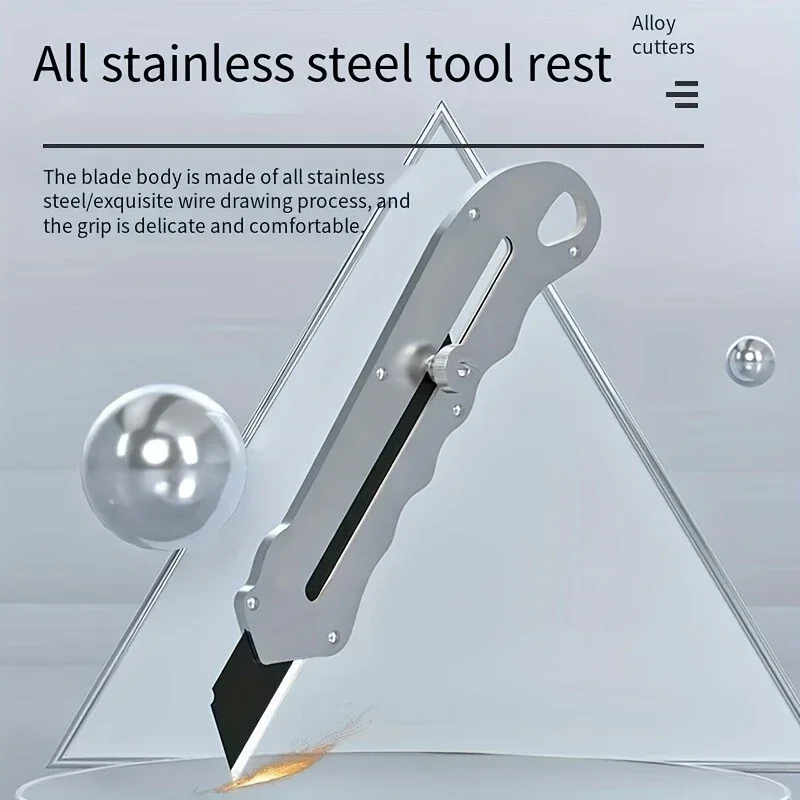 Nuevo cuchillo de utilidad de acero inoxidable, soporte para cuchillos de papel tapiz de acero, duradero, resistente, bloqueo Manual de corte rápido, soporte para herramientas pesadas