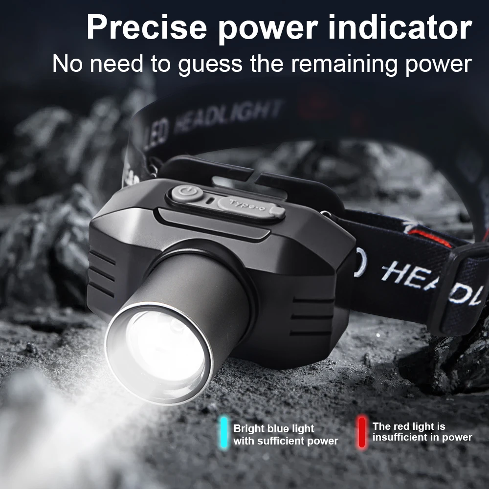 

Camping Led Headlight Portable Fishing Lantern Super Bright Head Mounted Flashlight Strong Light Universal Zoom USB Rechargeable