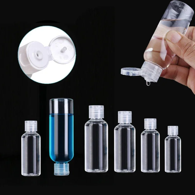 30Pcs 5/10/20/30/50/60/100ml Empty Mini PET Plastic Squeeze Bottles w/ Flip Caps Travel Container ForConditioner Shampoo Lotion