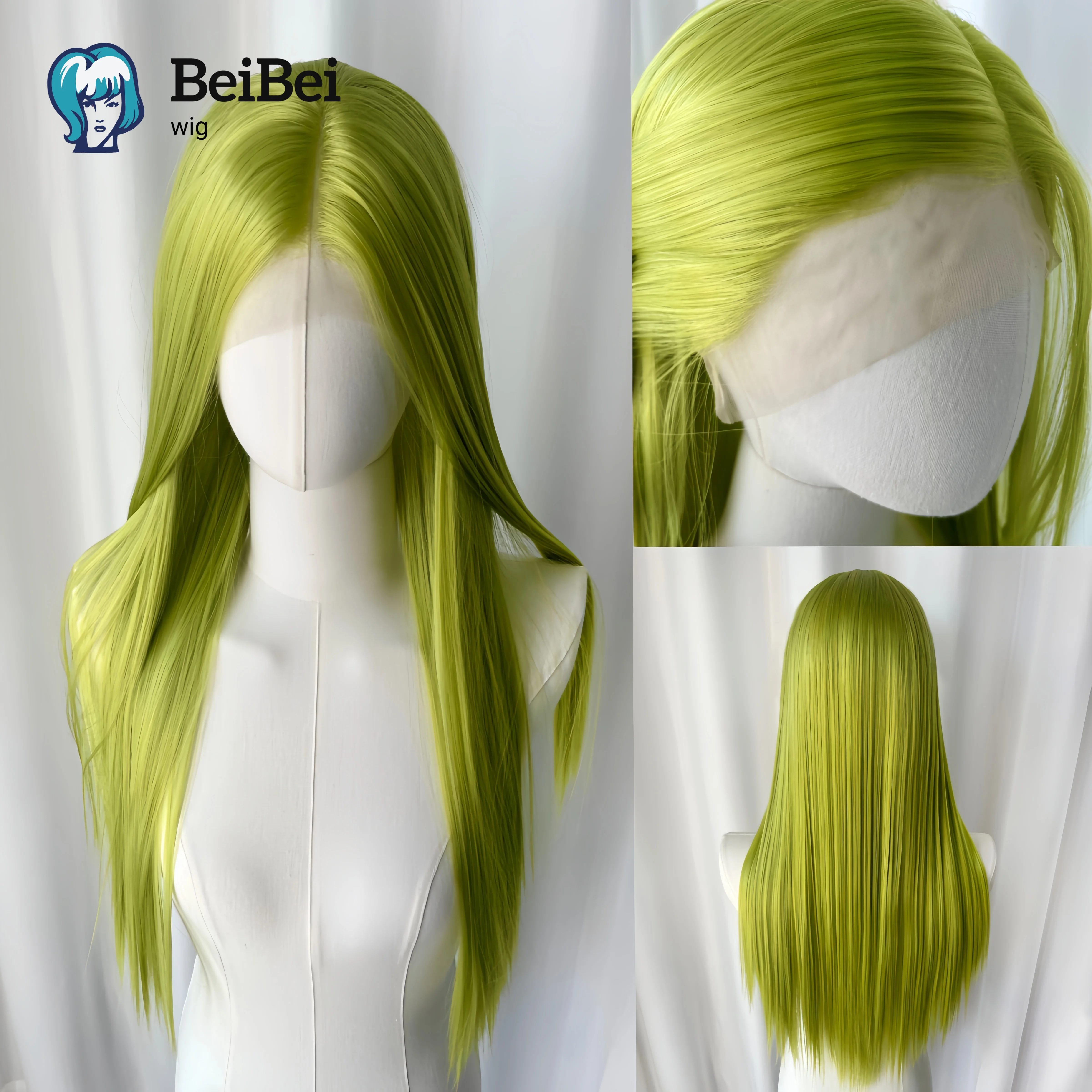 

Зеленые парики с кружевной передней частью для модных женщин, 13X4, 26 дюймов, шелковистые, длинные, прямые, синтетические, термостойкие, готовые к косплею, Peluca