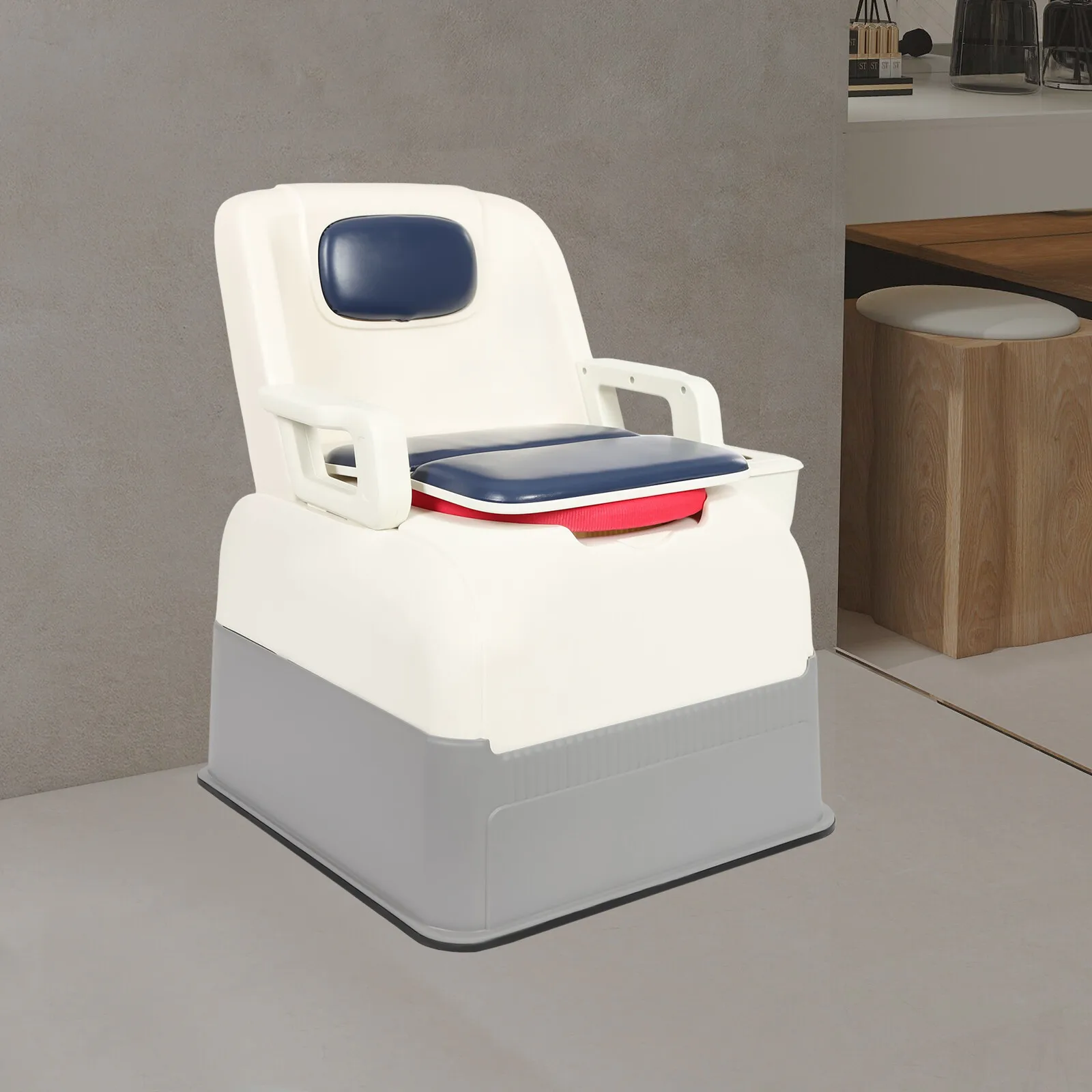 

Portable Bedside Toilet Chair Shower Commode Seat for Elderly Patients Pregnant Women Anti Odor Comfort Cushion