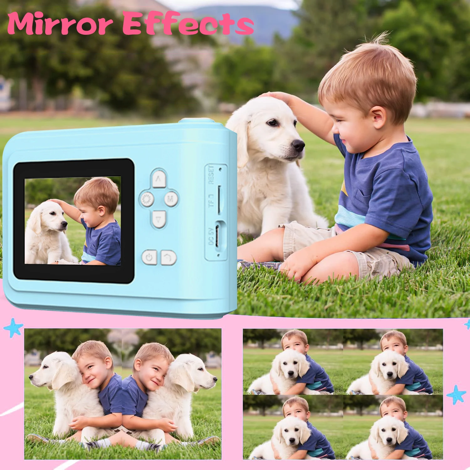 Kids Instant Print Camera For, Multi-Function Creative Drawing For Christmas, Halloween, With roll of pape Kids toy camera
