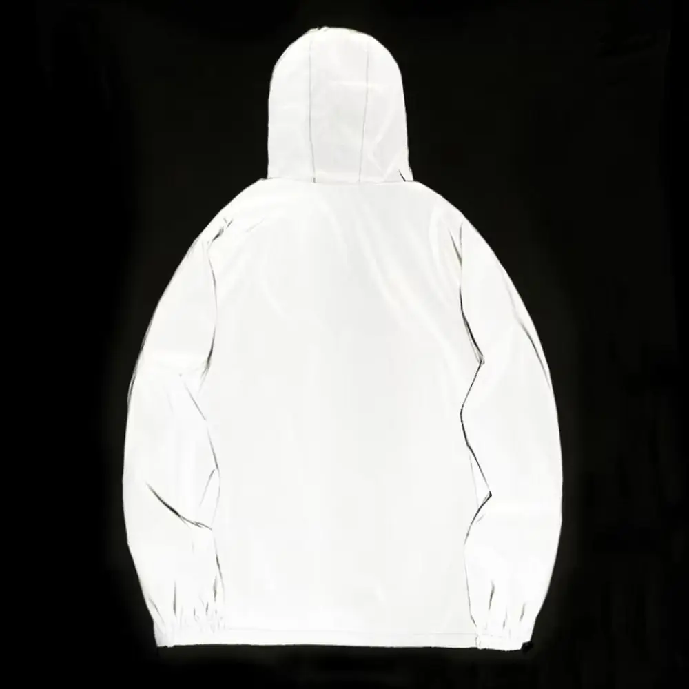 Rainwear Suit Windproof Reflective Jackets Thickened High Street Hooded Jacket Hip Hop Stylish Reflective Windbreaker Adult