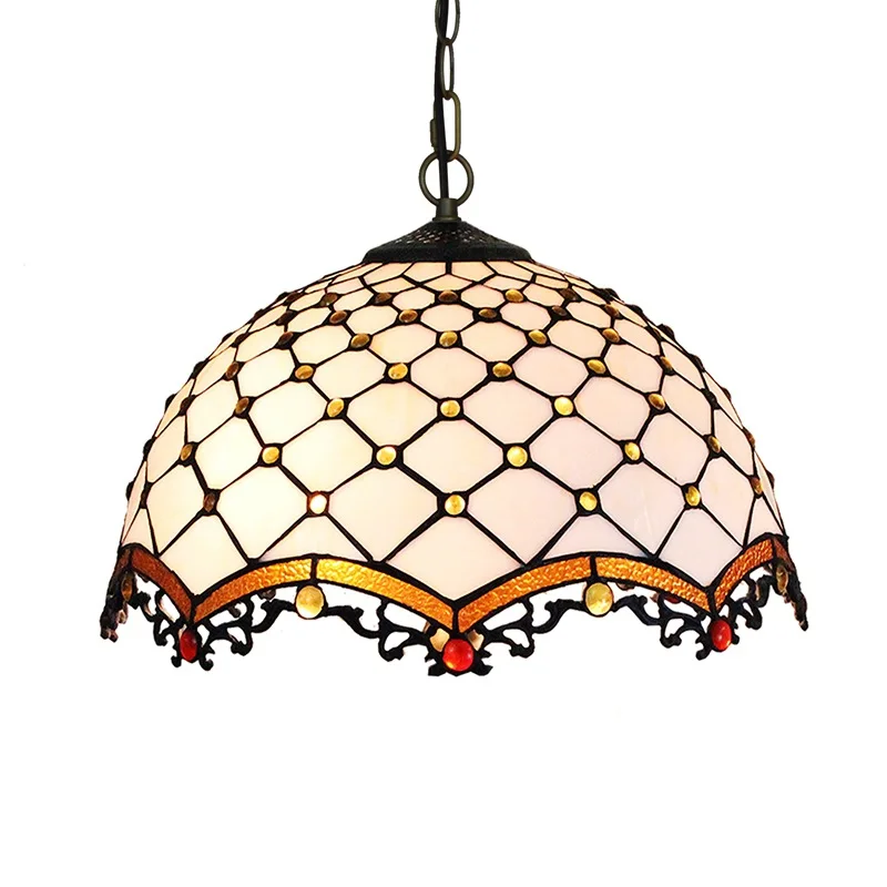

Simple Mediterranean White Creative Stained Glass Bar Restaurant Bedroom Coffee Chandelier