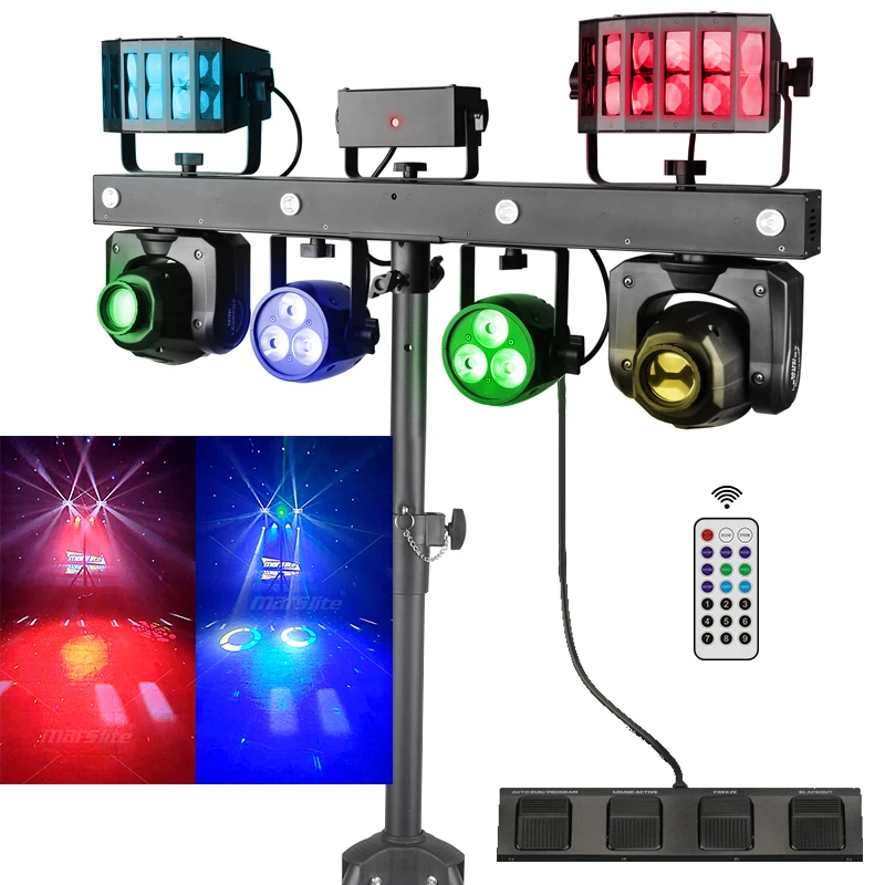 Portable Dj Par Light Stage Led Disco Lighting Dj Equipment Gig Bar Move Luces Para Discoteca Tricolor Laser System With Stand