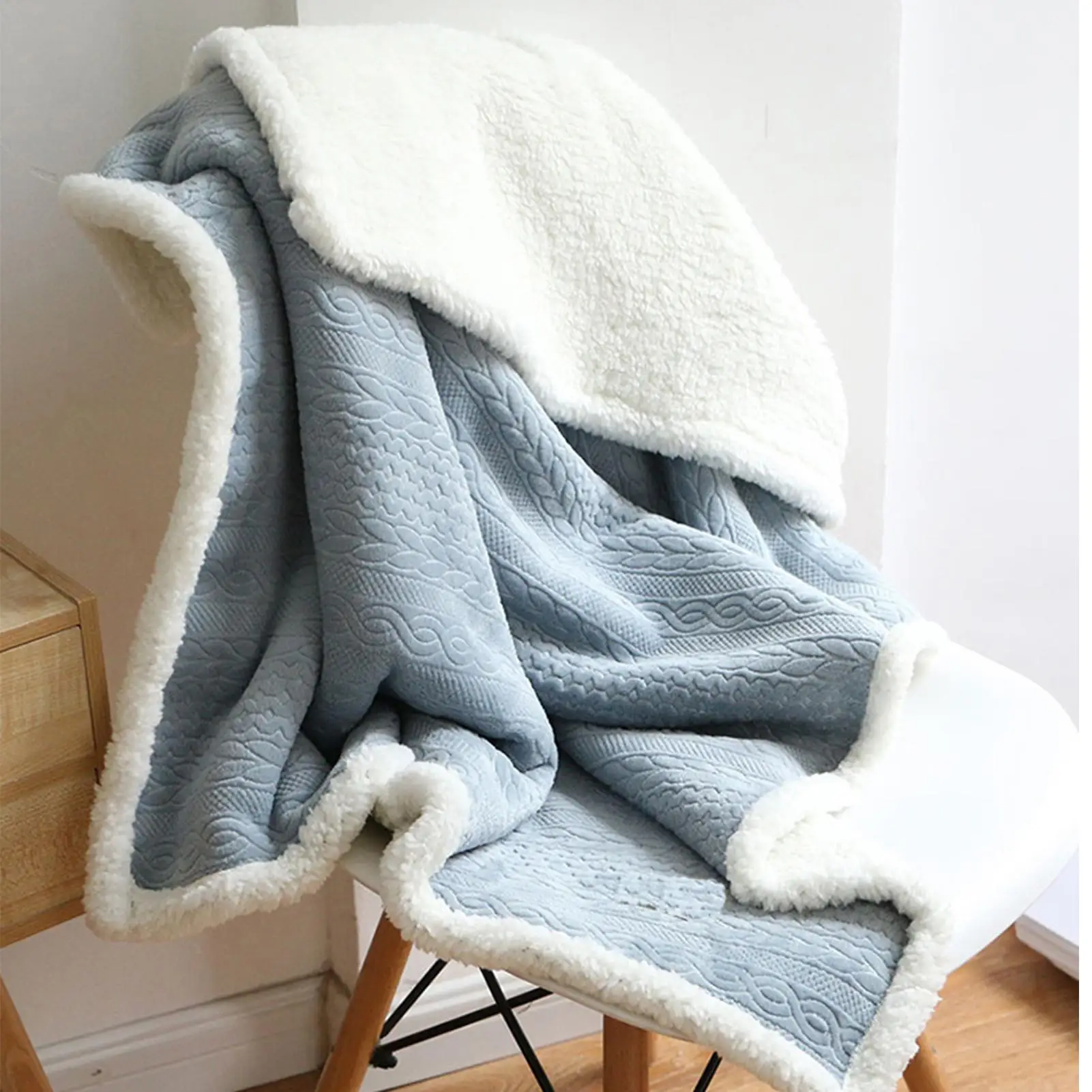 Wearable Throw Blanket Button-Style Warm Poncho 85x120cm Plush Shawl for Women Girls Ladies Home Office Travel Sofa Warm Gift