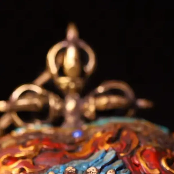 Old Kabala Painted Mosaic Gem gZi Beads Turquoise Gabala Bowl Vajrayana Bodhisattva Buddha Bodhi Root Base Worship Hall