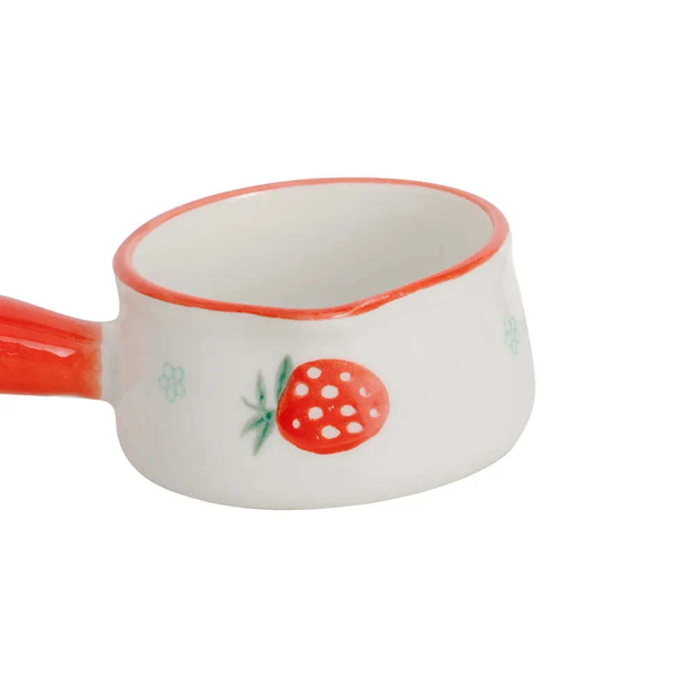 

Strawberry Pattern Milk Pot Red Mini Sauce Plate Handle Easy Clean Home Restaurant Condiment Dish Dipping Plates