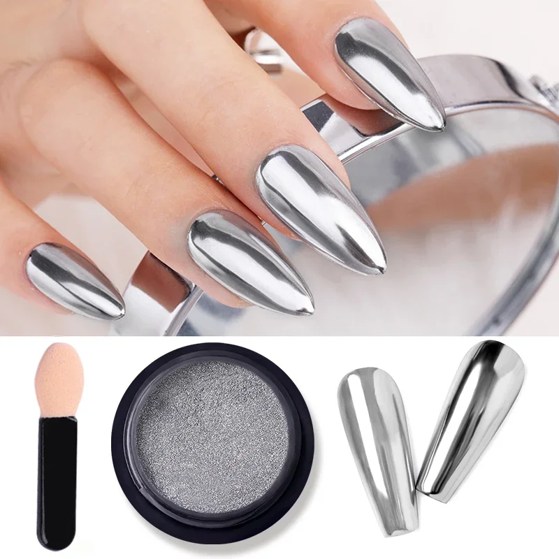 Mirror Nail Art Glitter Powder Rose Gold Silver Metallic Effect Nail Glitters For Nails UV Gel Polish Nail Chrome Pigment Decor