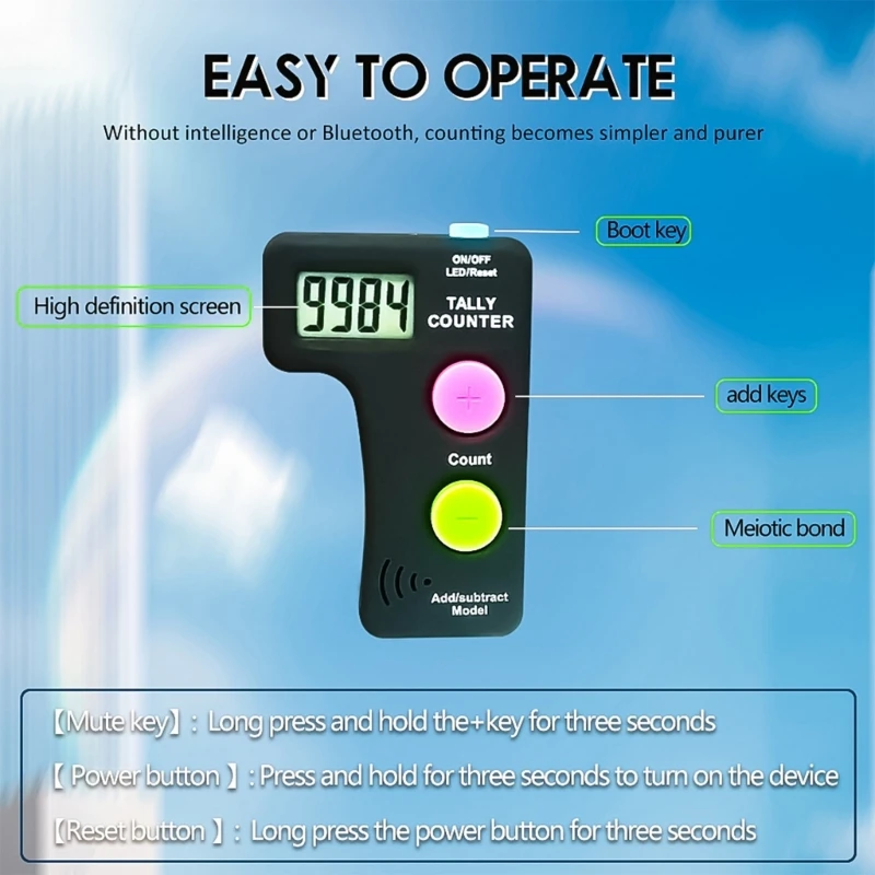 LED Digital Counter Electronic Finger Counter 0-9999 Digital Hand Tally Counter