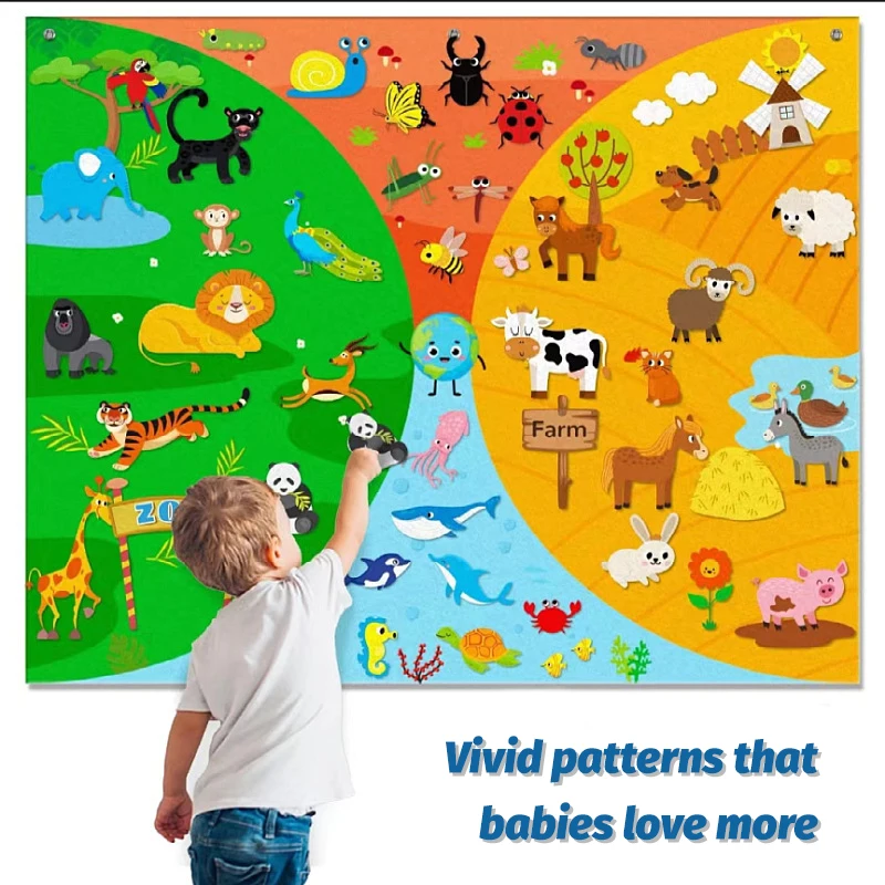 Animais de fazenda feltro história placa brinquedos crianças aprendizagem precoce começar criar temático jogo de contar histórias interativo parede pendurado presente