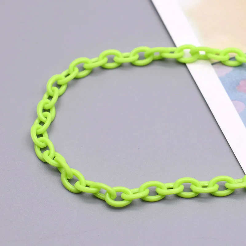 10/50pcs Width 6mm Length 40cm Colorful Acrylic Link Chain Lobster Clasp Chains For Key Glasses Chain Making Jewelry Necklace