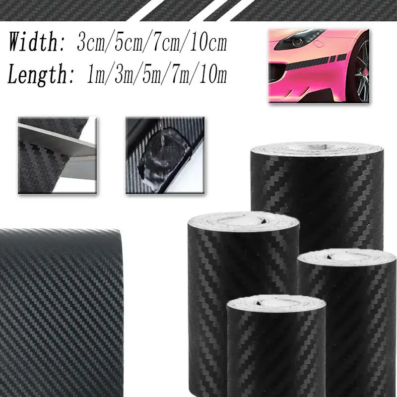 1-5m Carbon Fiber Car Sticker Door Mirror Protective Strip DIY Protection Film Waterproof Adhesive