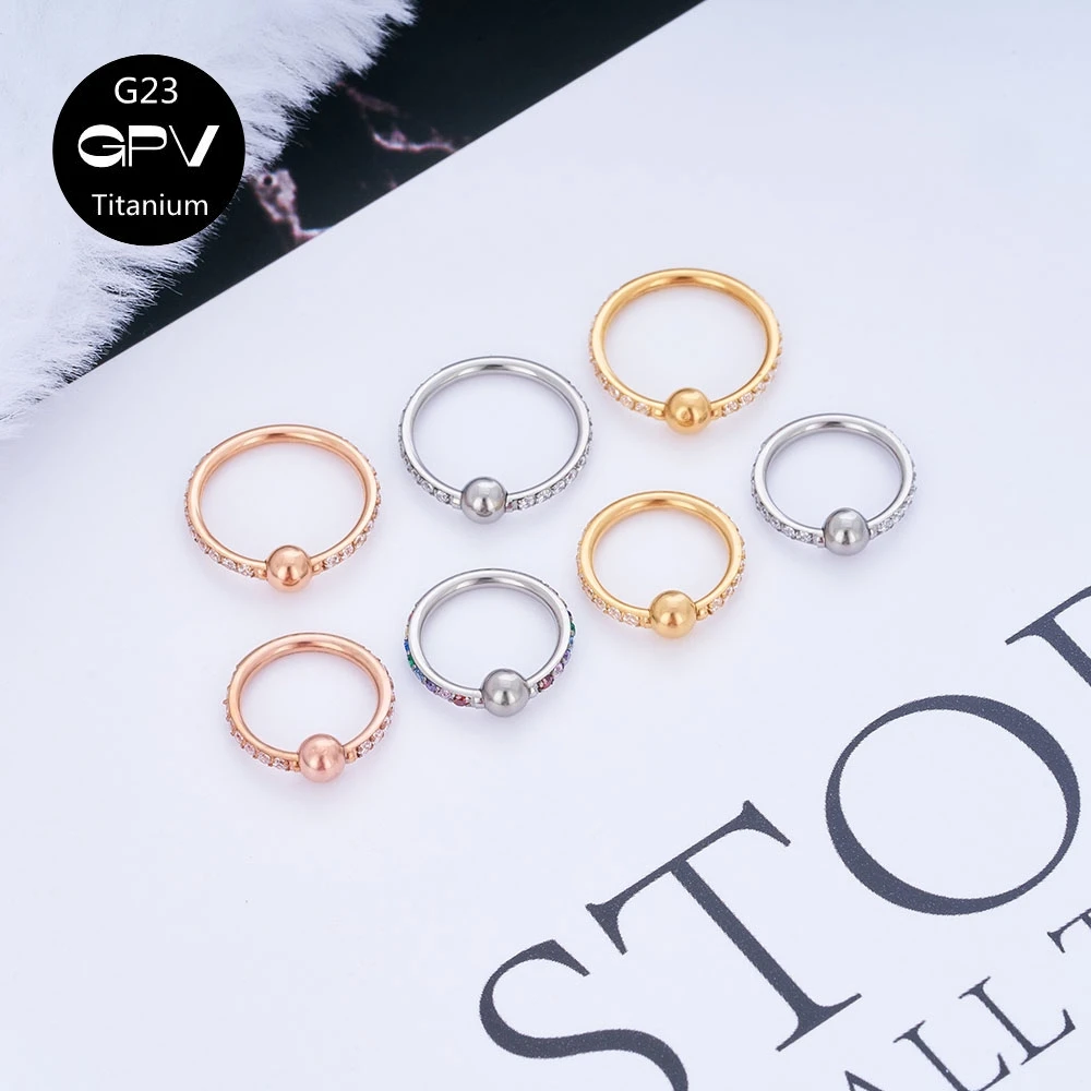 

Titanium G23 Clip Ball Ring Nose Ring 16G Inset Exquisite ZC Piercing Jewelry Men's And Women's Earrings Tragus Septum Ring