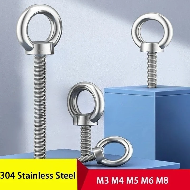 

A2 304 Stainless Steel Lifting Eye Screw Bolts M3 M4 M5 M6 M8 Round Ring Hook Bolt Screw Fasterners