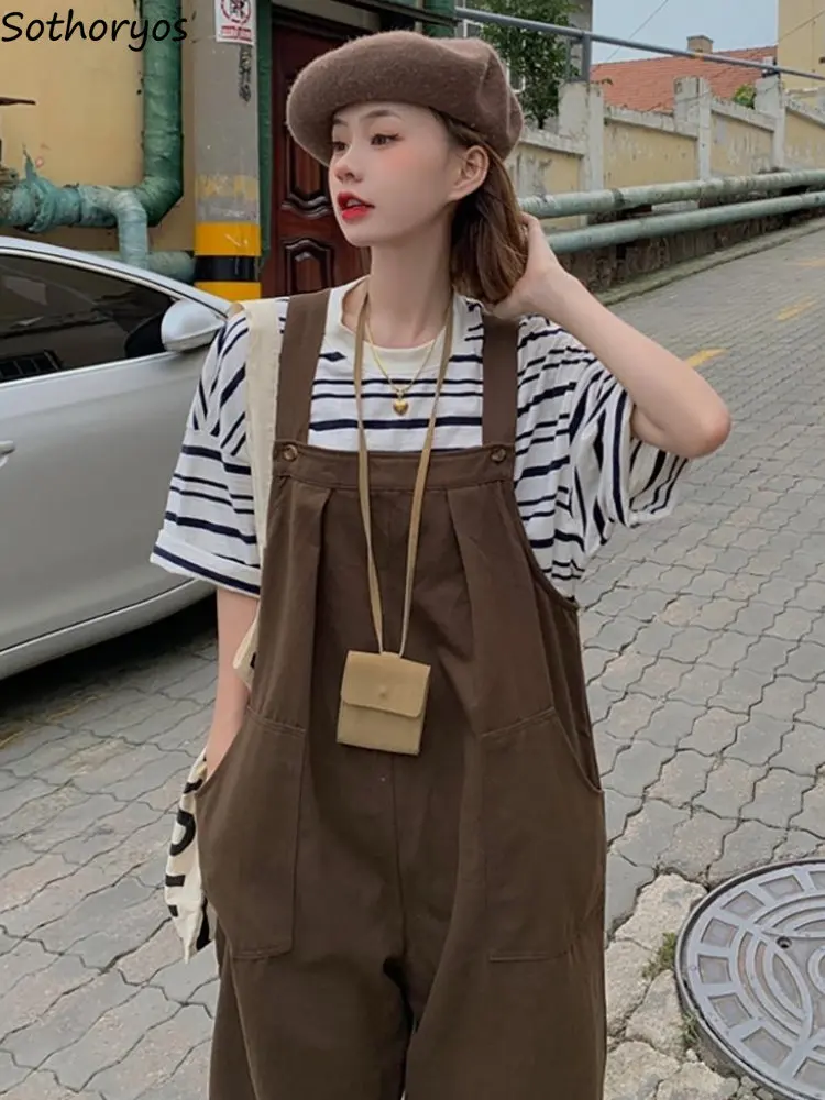 

Jumpsuits Women Loose Daily Students Kawaii Japanese Style Comfortable Casual All-match Spring Autumn Simple Sweet Solid Retro