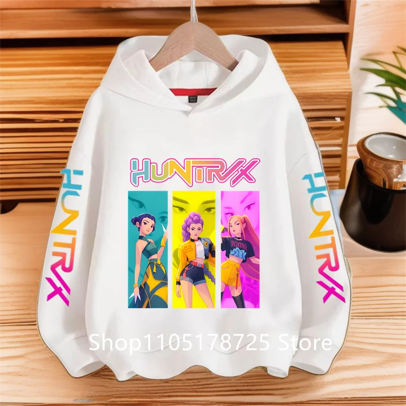 جديد KPop شيطان هنتر الكرتون الفتيات الفتيان هوديس الأطفال الكورية موجة طباعة موضة بلايز عادية ملابس الفتيات عادية الدافئة