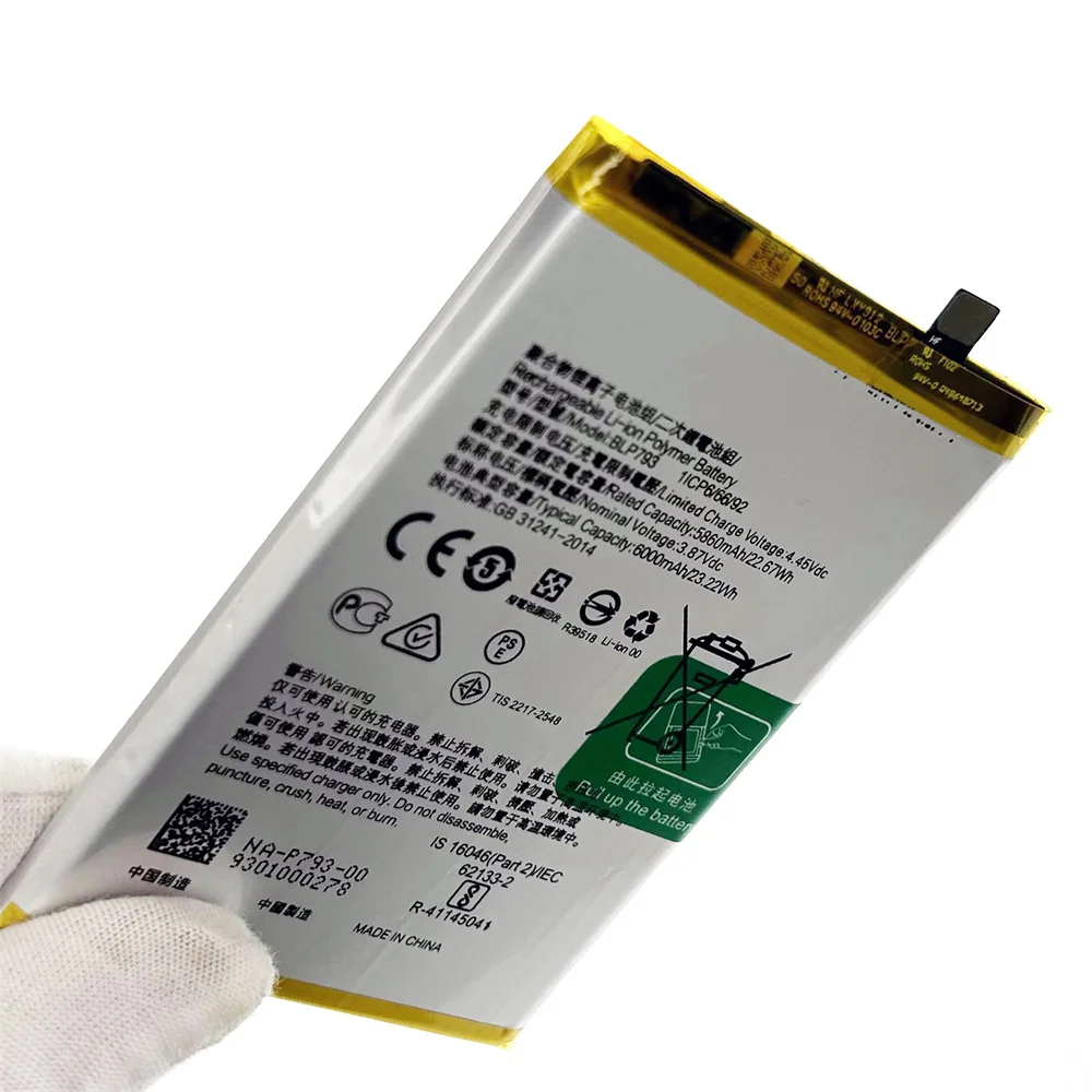 Genuine 6000mAh BLP793 Battery For Oppo Realme C15 C12 C11 C25 C25s Narzo 20 / Narzo 30A Phone Replacement Batteries Batteria