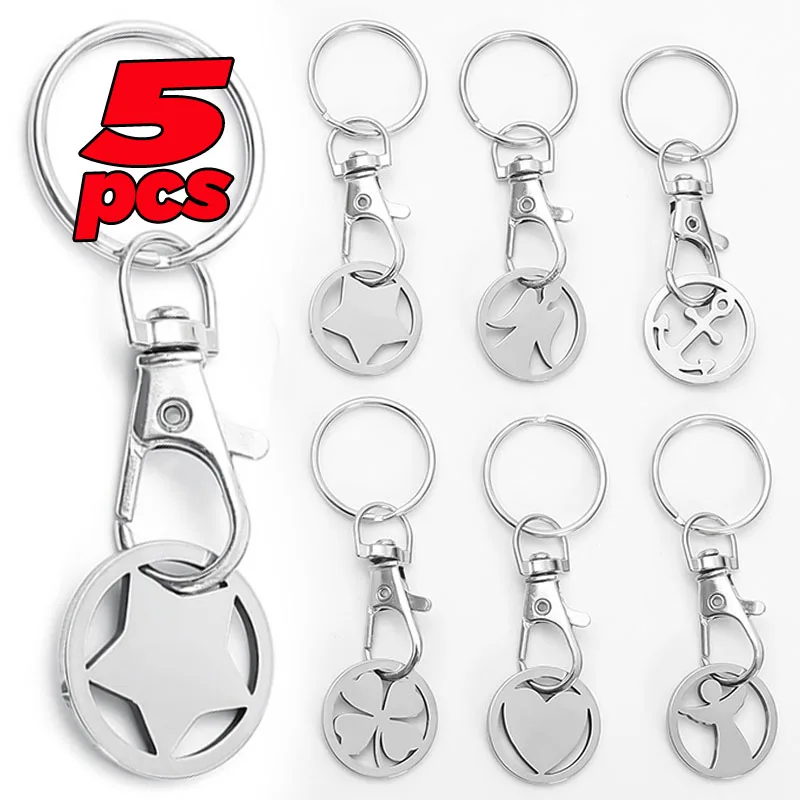 Metal Portable Supermarket Universal Tokens Multiple Shapes Shopping Trolley Remover Keyring DIY Token Chip with Carabiner Hook