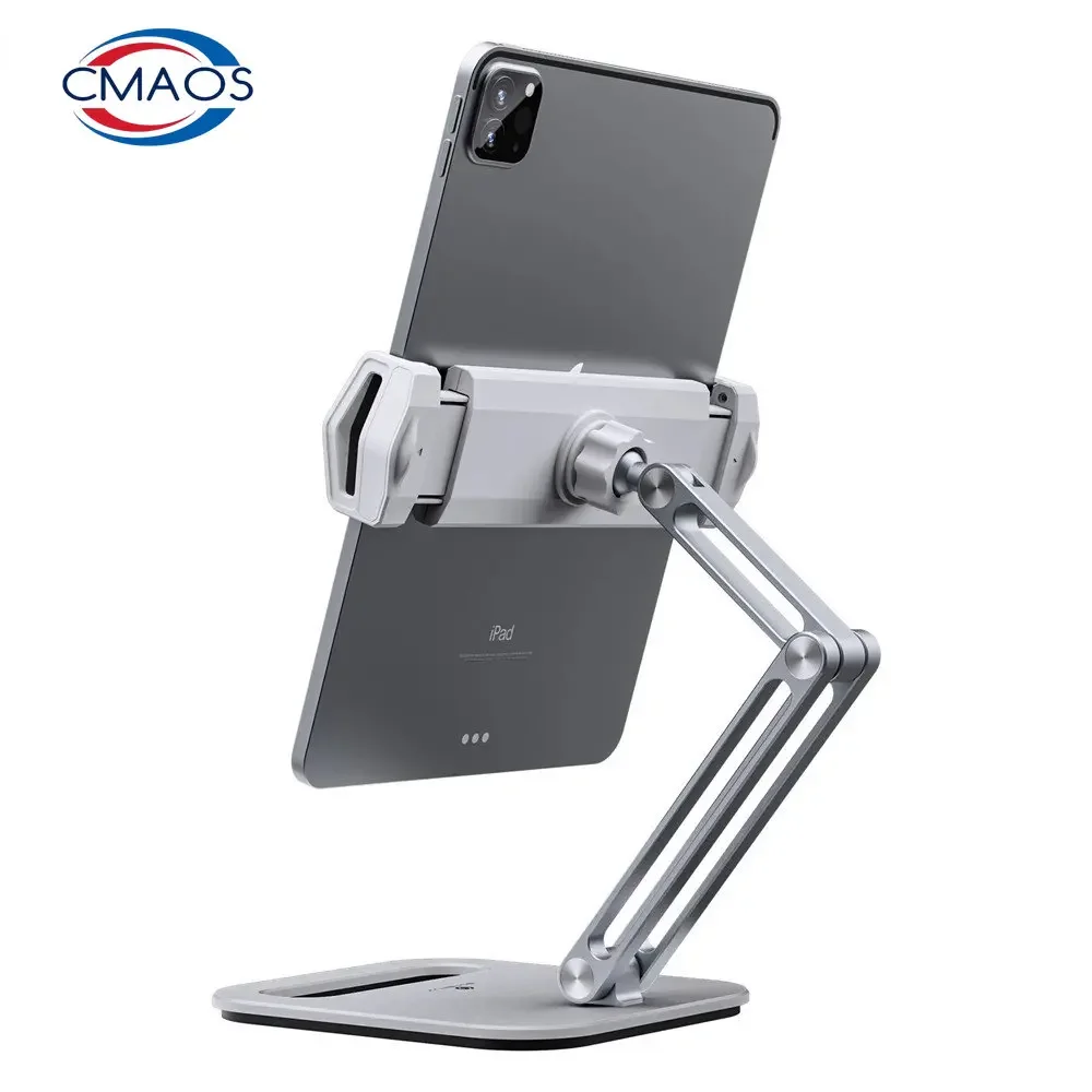 

Foldable Tablet Stand Three Shaft Design Multi Angle Adjustable Tablet Support Desktop Aluminum Hands Free Cell Phone Holder A