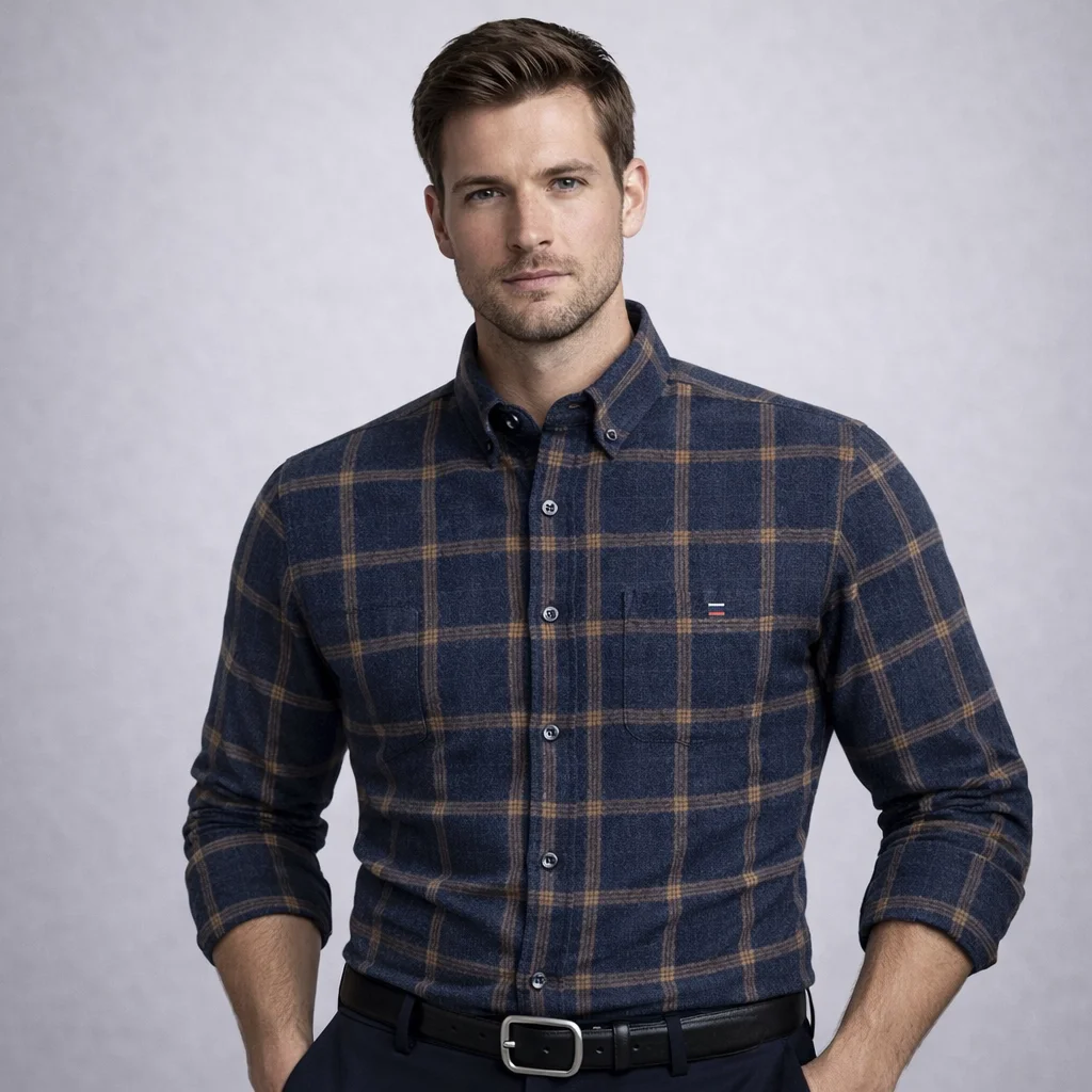 Pure Cotton Men's Plaid Shirt Long Sleeve Regular Fit Men Casual Oversized Shirt Leisure Autumn Male Clothes New Plus Size
