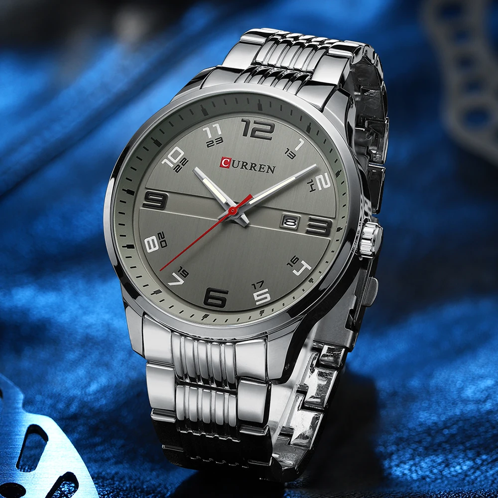 Relojes de negocios informales a la moda para hombre, reloj de cuarzo para hombre, reloj de pulsera con correa de acero inoxidable para hombre, reloj