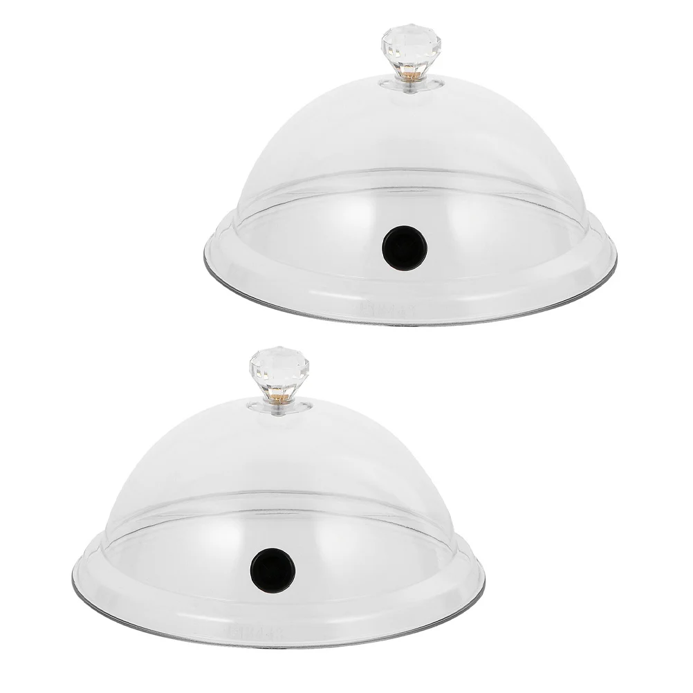 2 Pcs Hood Smoke Cover Smoking Dome Indoor Tent Cuisine Lid Infuser Food Containers Protective