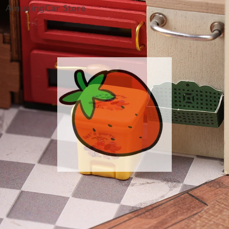 Set of 5 Cartoon Garbage Can Designs; Miniature Dollhouse Furniture; Fun Pretend Play Toy Accessories