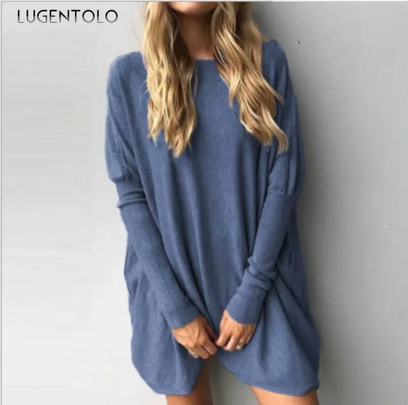 Women Casual T-shirt Solid Color O-neck Lamb Leg Sleeved Soft Comfortable Fluff Top Loose Versatile Street Party Outfits