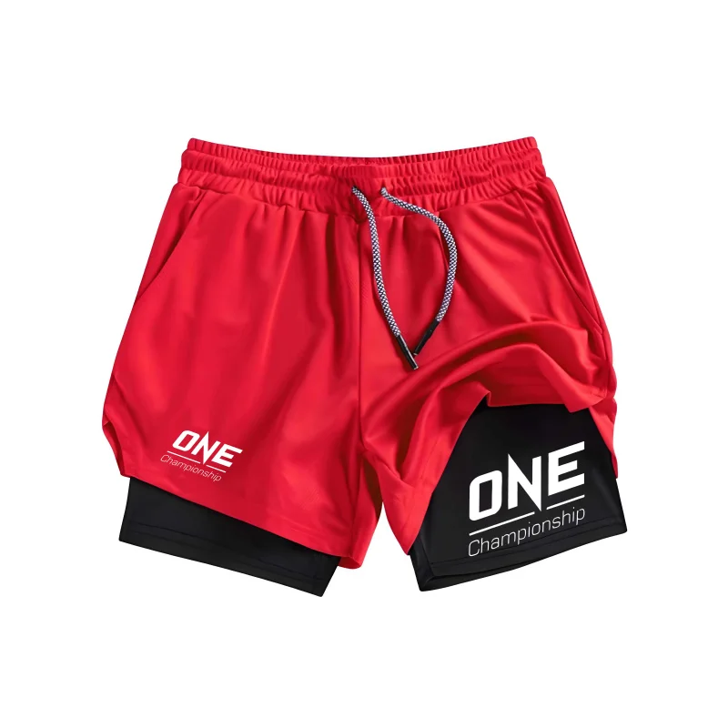 Breathable Joggers Tracksuit Fitness Men 2-In-1 Double-Deck Compression Shorts Summer Sportswear Quick-Dry Male Moisture-Wicking