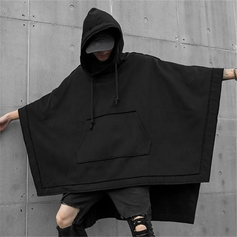 

2025 Spring Men New Bat Sleeve Hoodies National Tide Darkwear Fashion Casual Chic Male Long Loose Tops Jacket Trench