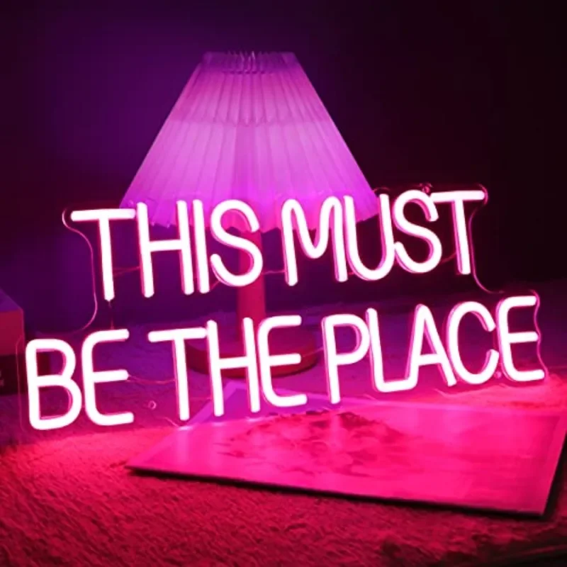 This Must Be The Place Neon Sign LED Letter Aesthetic Room Decoration For Home Bars Party Wall Art Lamp Shop Decorative Lights