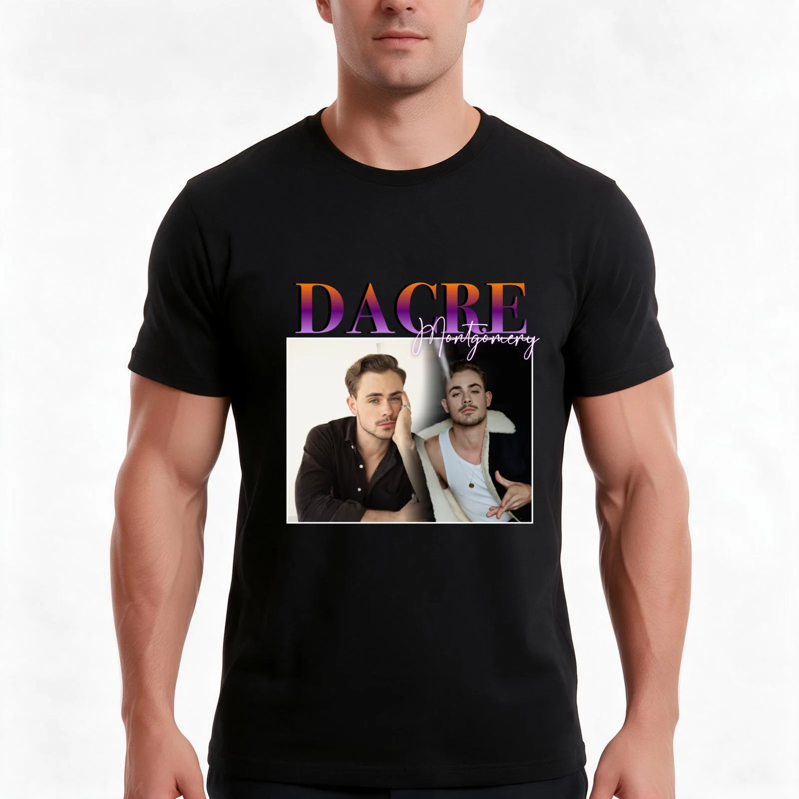 Dacre Montgomery 90s Retro Poster Design T-Shirt, Summer Casual Cotton Tee, Oversized Streetwear Tops, Vintage Graphic Print