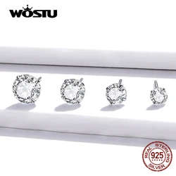 WOSTU 925 Sterling Silver Dazzling CZ Zircon Stud Earrings For Women Girl Girlfriend Daily Jewelry Gift CTE166