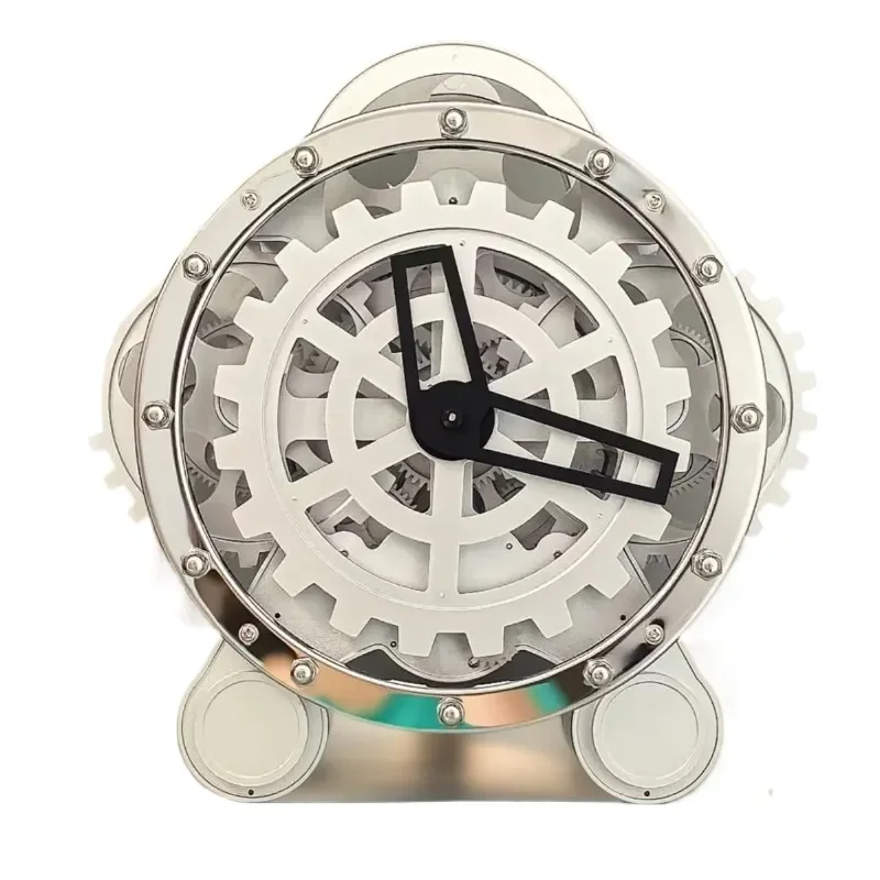 Miaoke European Style Double Leg Gear Rotating Desk Clock Creative Stainless Steel Decorative Table Clock  Living Room