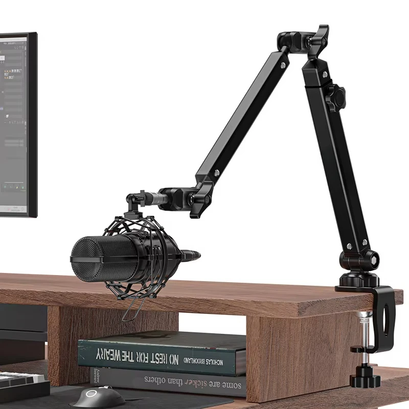 Universal Metal Mic Stand Desk Clamp Flexible Broadcast Arm With 3/8