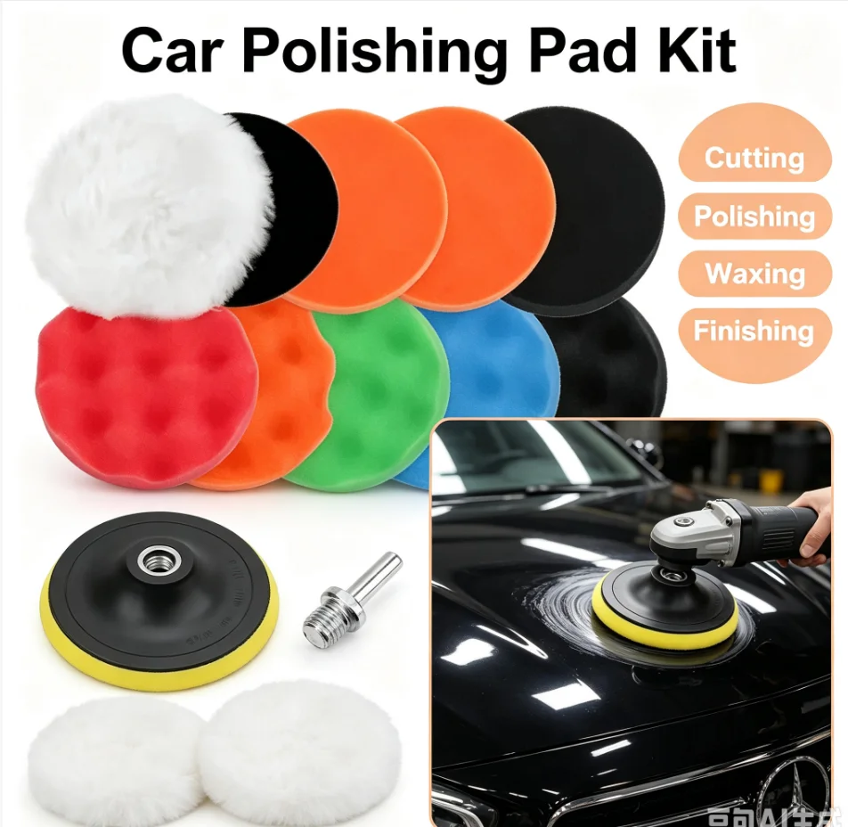 Sponge Car Polisher Waxing Pads Buffing Kit Buffer Drill Wheel Polisher Accessories Car Polishing Pad Paint Care Tools