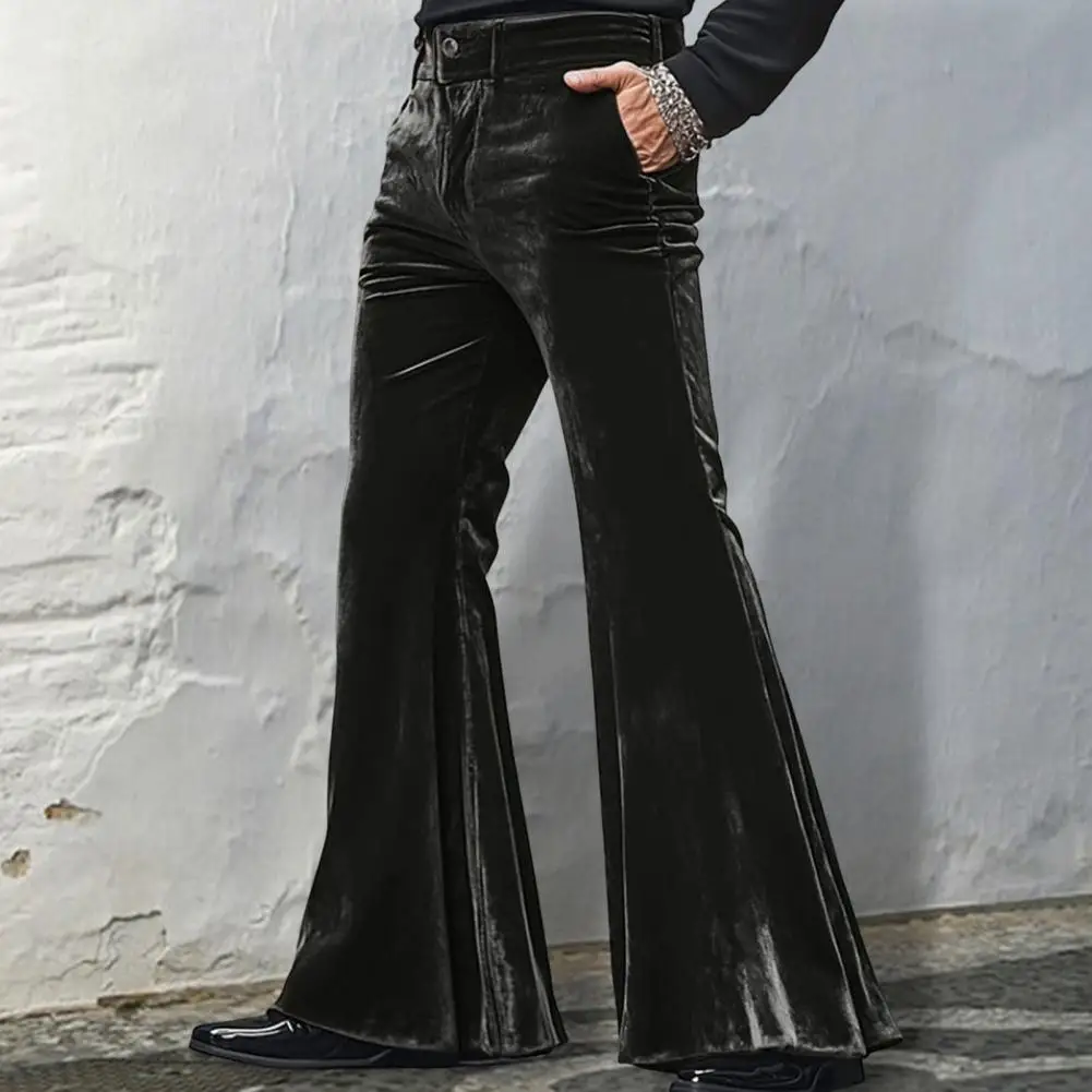 Pantaloni stile retrò da uomo Pantaloni da uomo di ispirazione vintage Pantaloni da uomo in velluto con fondo a campana stile retrò per la strada quotidiana per anni '70