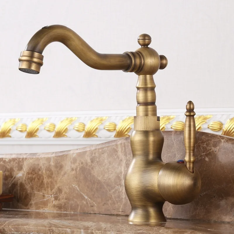 

Solid Brass European Style Antique Brushd Basin Faucets Hot & Cold Mixer Tap Basin Mixer Taps Single Handle Toilet Crane