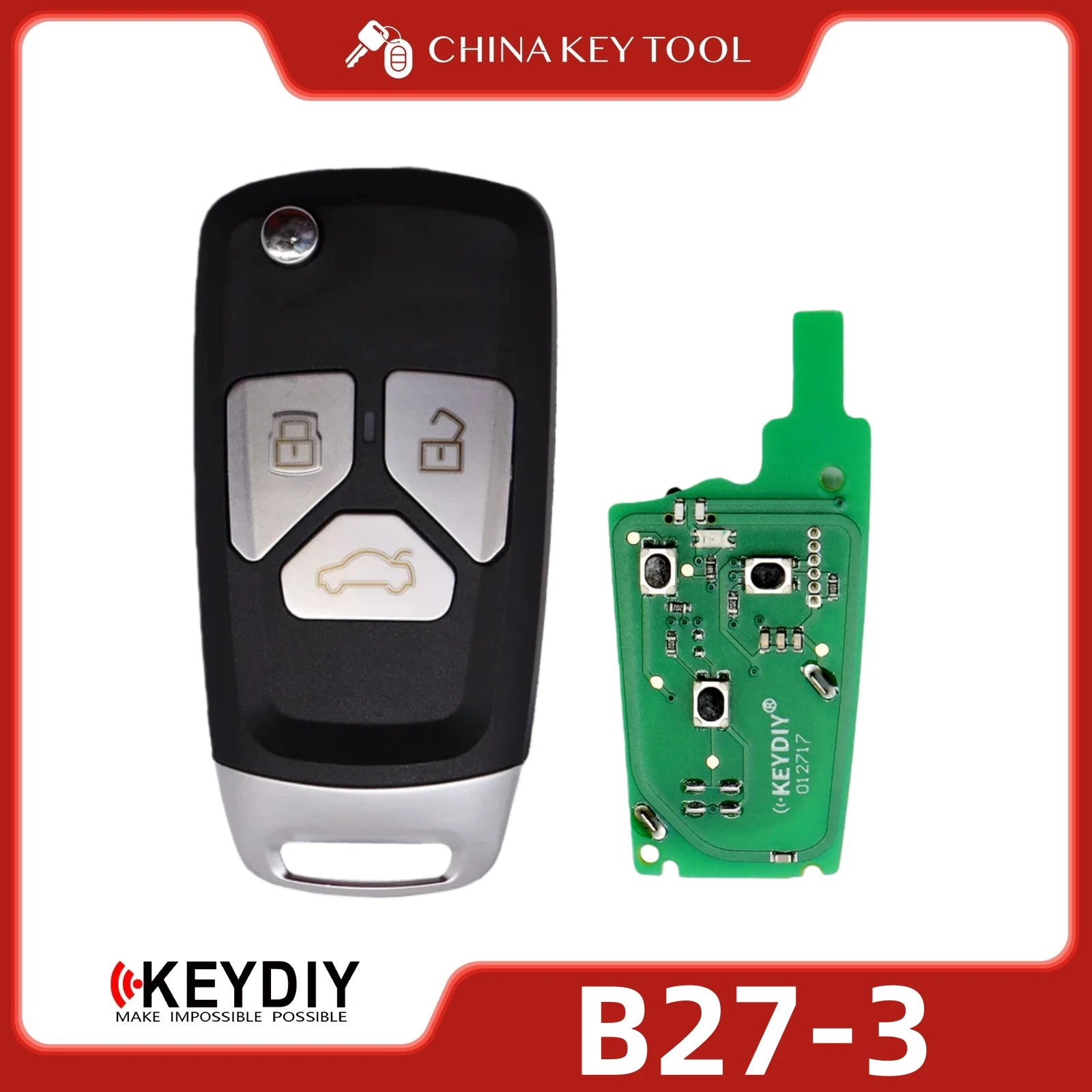KEYDIY KD B27-3 Universal Flip Remote Key 3 Buttons Compatible with Audi Type