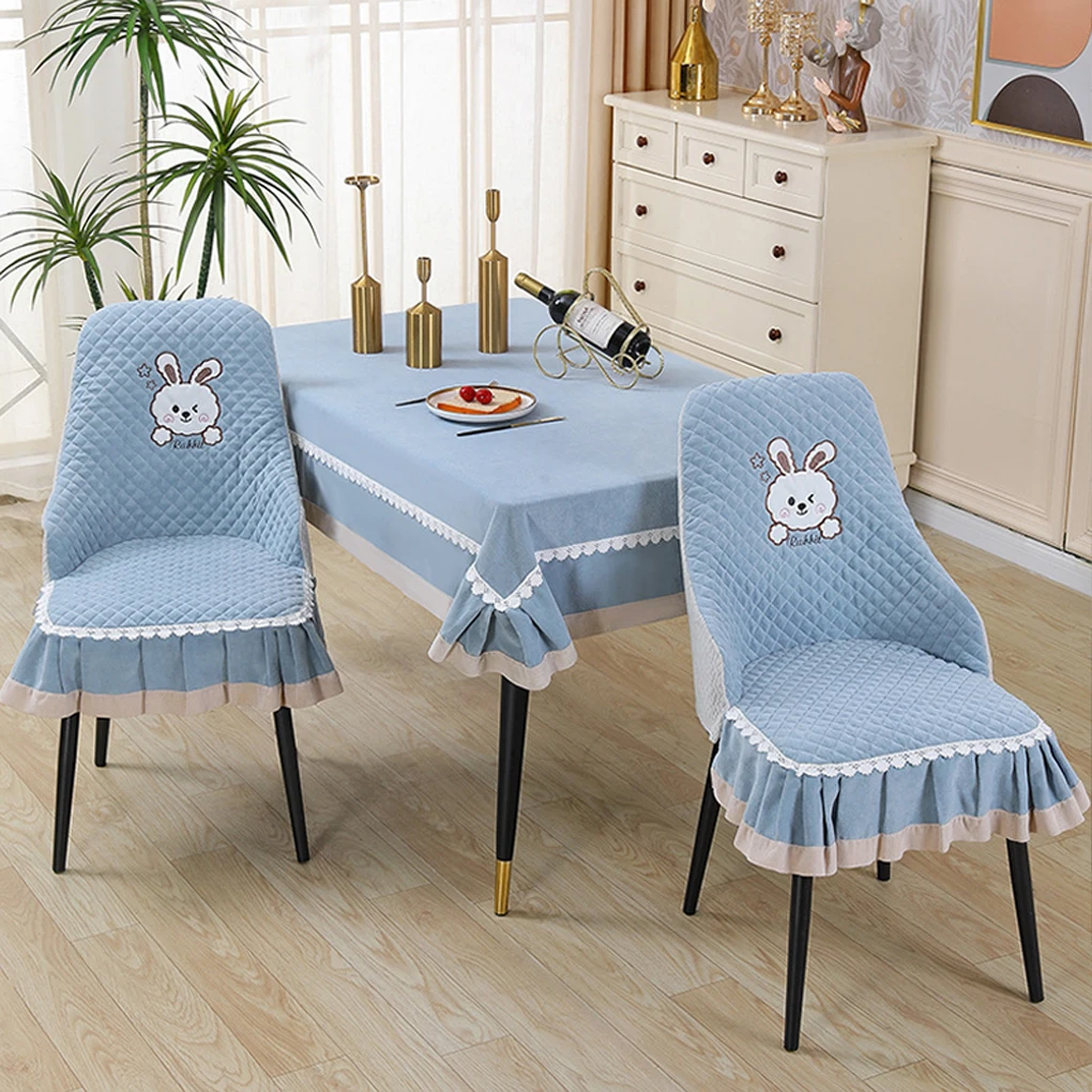 New Cartoon Cute European Cover Skirt Rabbit Seat Cushion Dining Chair Curved Cover Seat Cushion Integrated Pad