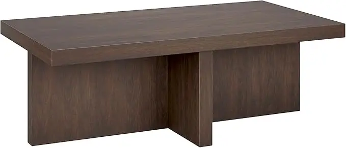 

44" Wide Rectangular Coffee Table in Warm Brown, for Home, Living Room, Bedroom, Entertainment Room, Office