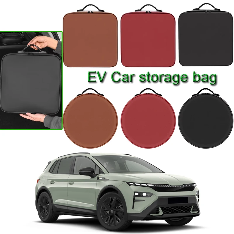 For SKODA Elroq Kodiaq Superb Estate Enyaq Epiq EV Car Charging Cable Storage Box Electric Vehicle Charger Cables Carry Bag