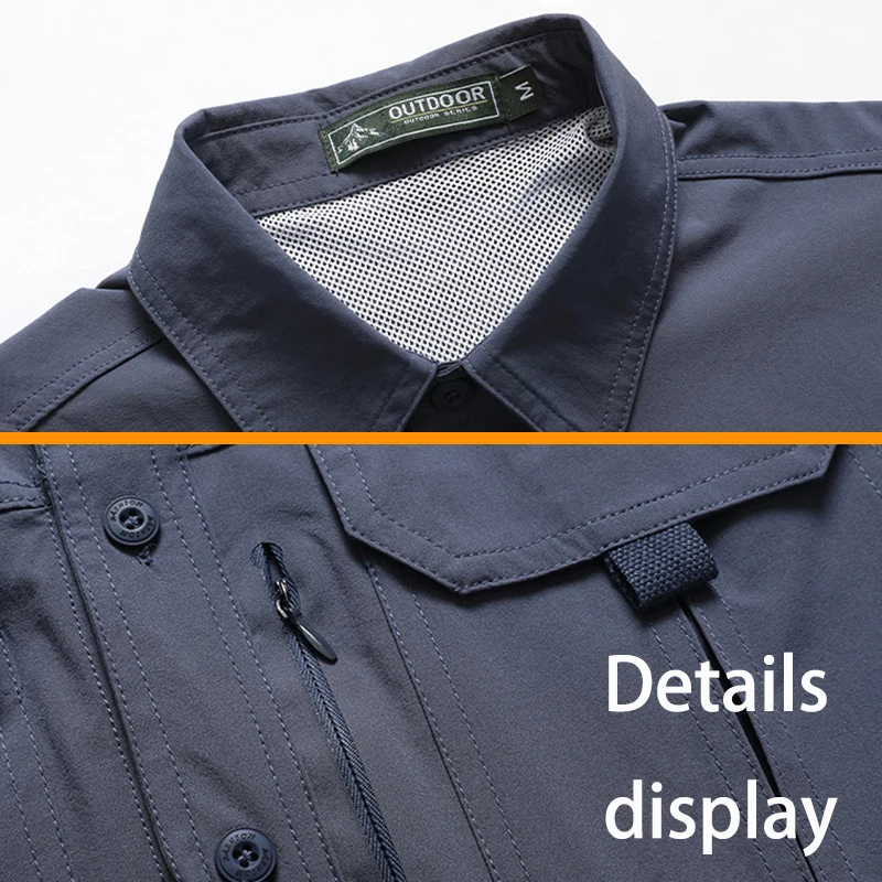 Hot Sale Mens Outdoor Hiking Short-sleeved Shirt Summer New Thin Tactical Harajuku Lapel Breathable Hole Cargo Quality Shirt Men