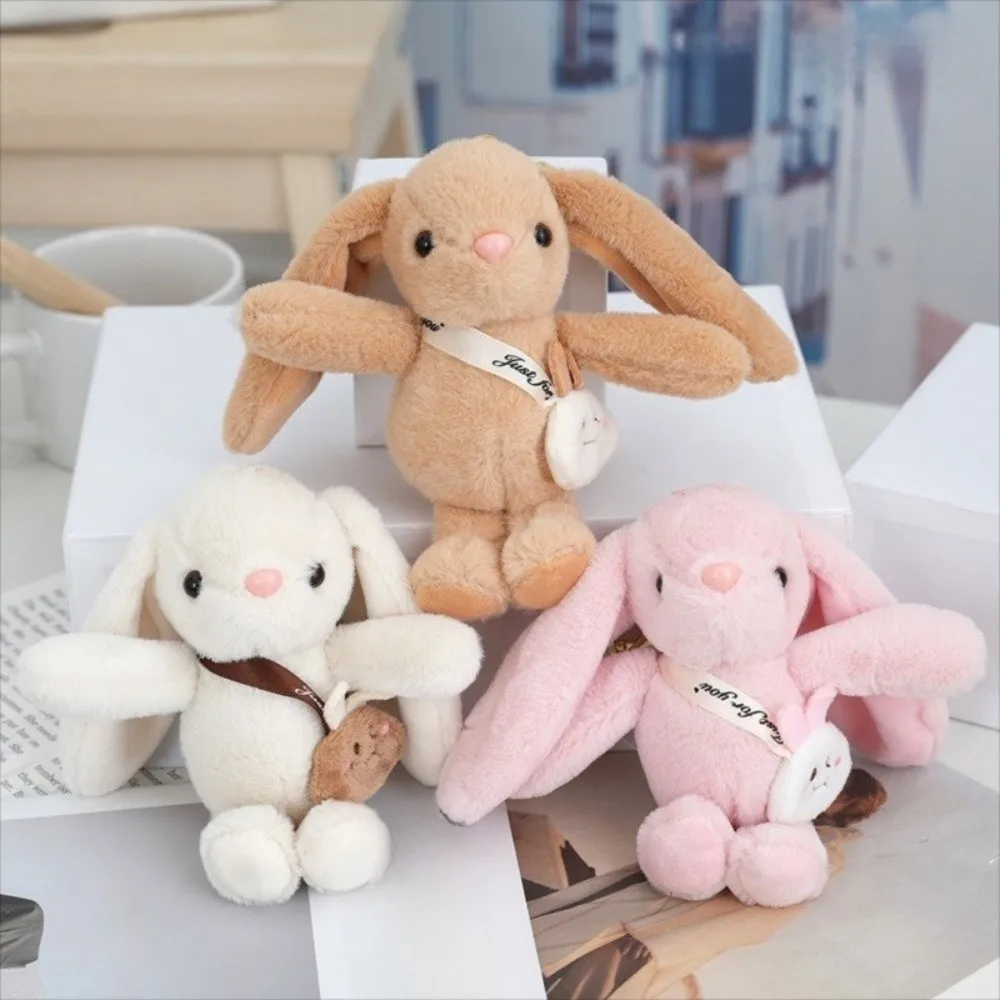Fashion Decoration Long Eared Rabbit Pendant Cute Cartoon Kawaii Style Soft Mini Size Car Keychain